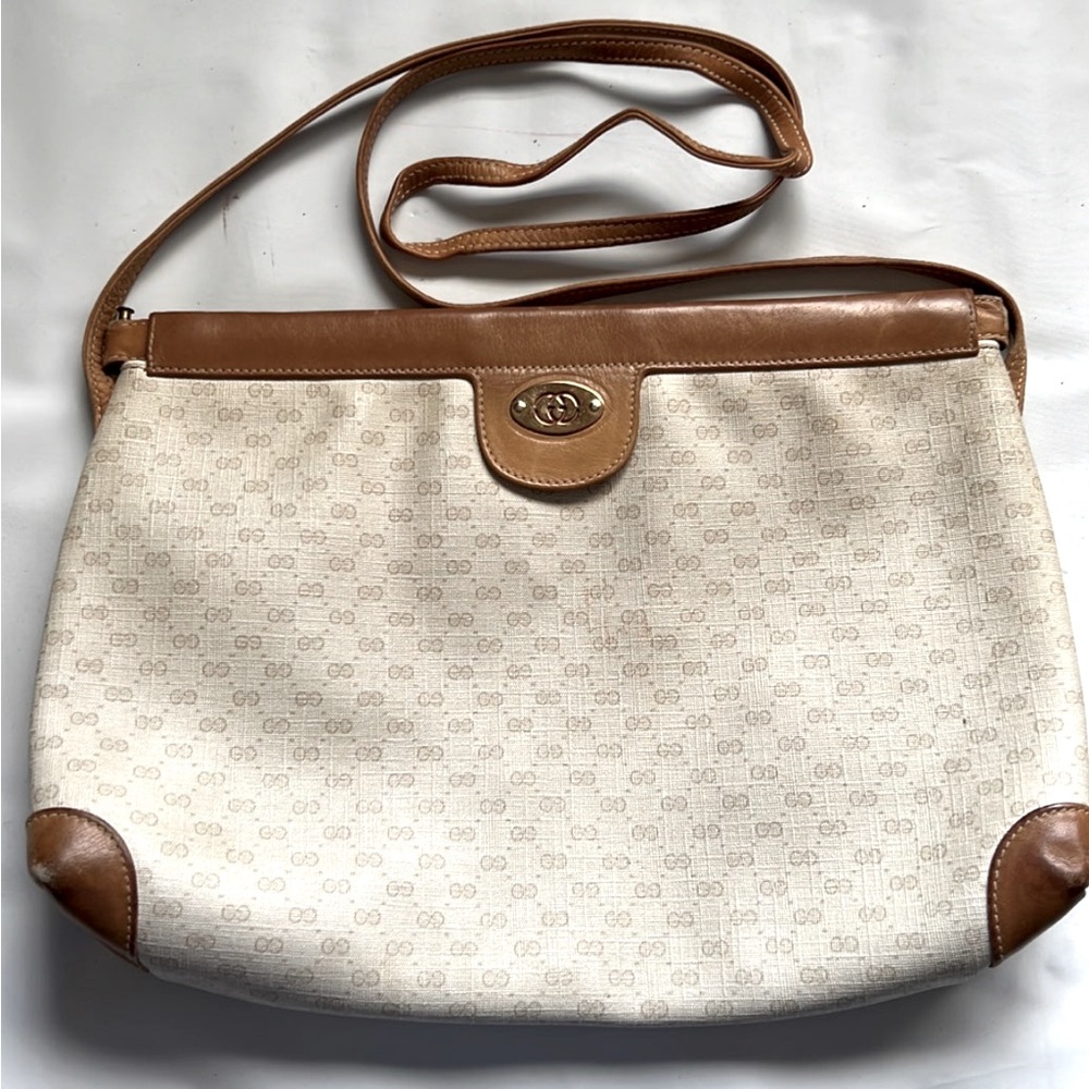 GUCCI GG Ivory PVC Canvas, crossbody/Clutch Bag Vintage